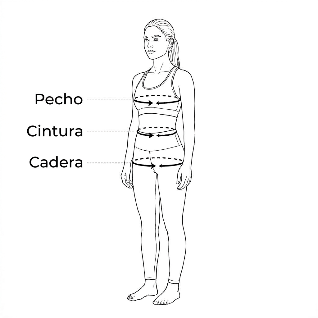 Woman with bust 90 cm, waist 68 cm, hips 96 cm measurements indicated